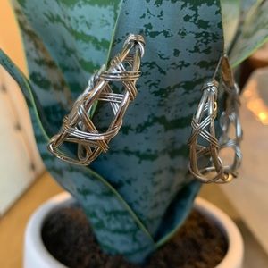 Handmade silver wire hoop earrings